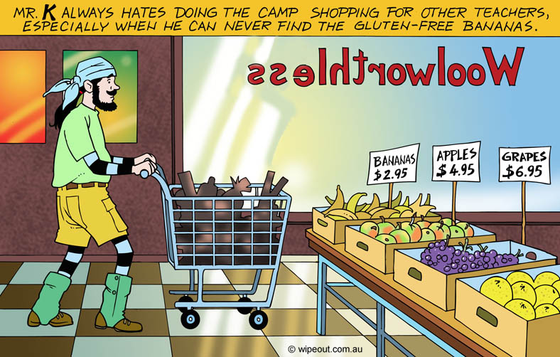 Mr. K always hates doing the camp shopping for other teachers, especially when he can never find the gluten-free bananas